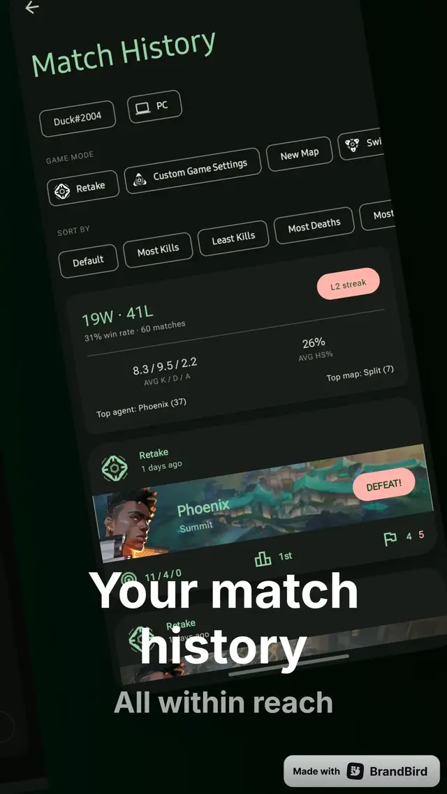 Statics match history screenshot