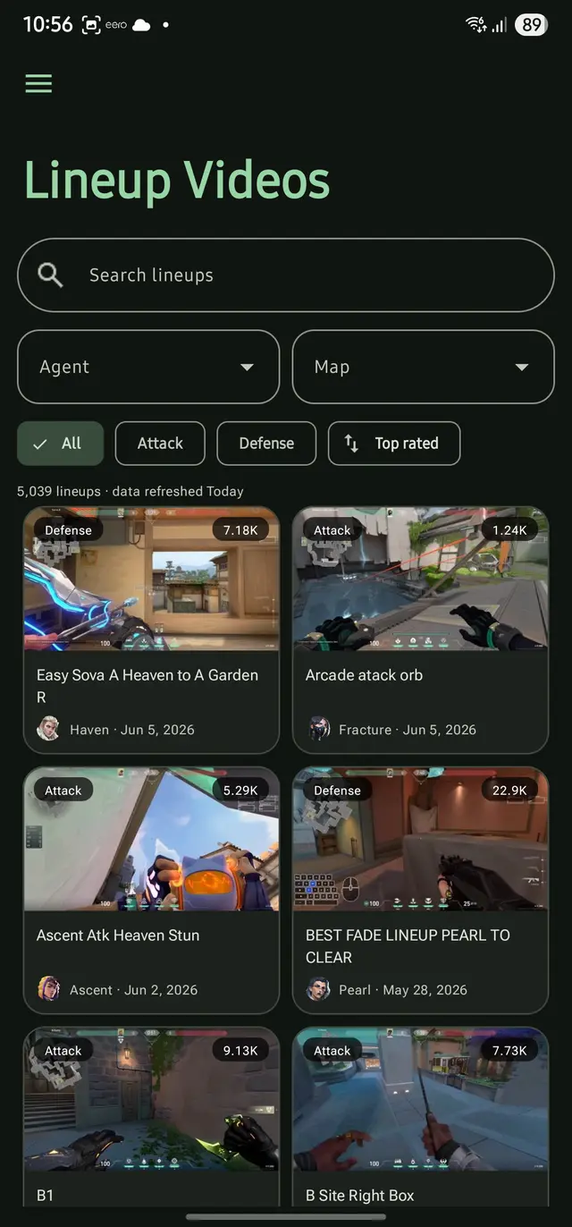 Searchable lineup video library