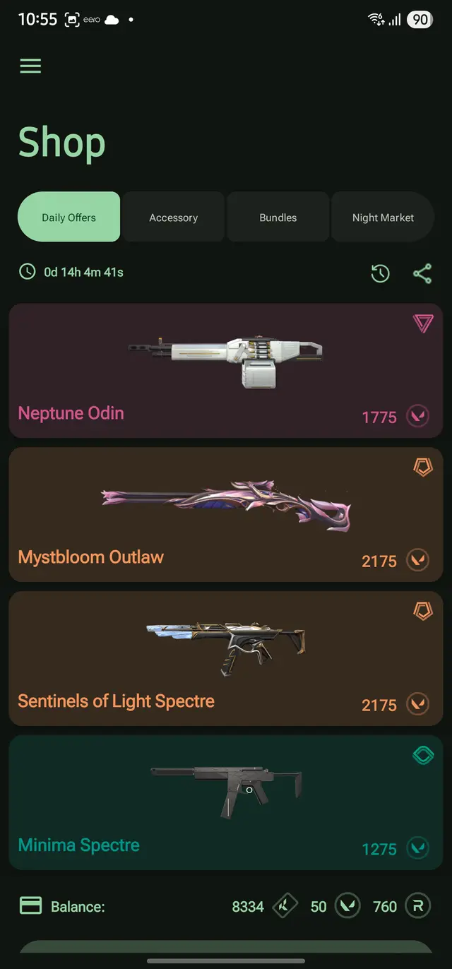 Statics daily shop screen